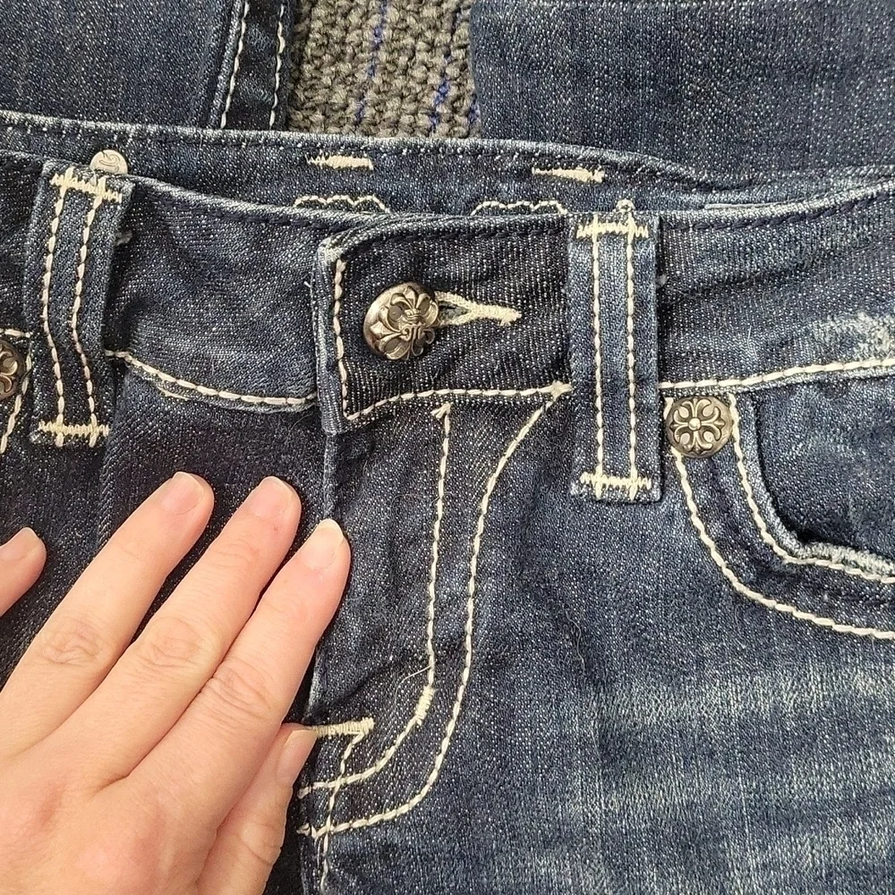 Miss Me JP5010 Boot Cut Jeans Women's Bling Studded Fleur De Lis Stretch-Size 27 - Picture 8 of 13